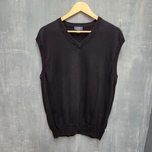 Brooks Brothers Supima Cotton V Neck Black Sweater Vest Sz XL